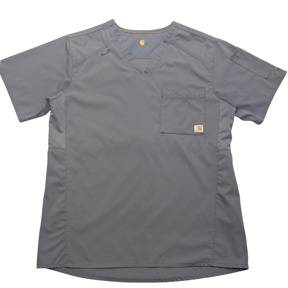 Carhartt Force Scrub Top Womens Small Gray V-Neck Vented Back Workwear‎ C15106